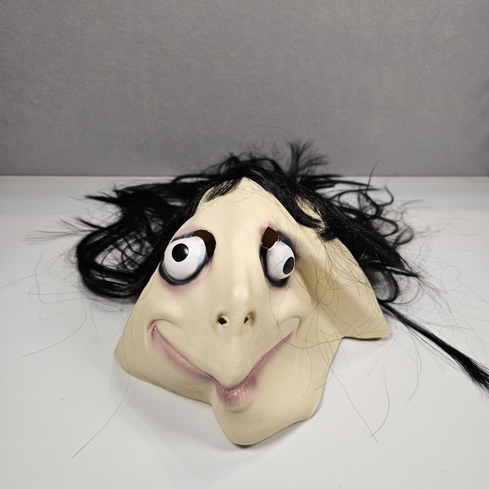 EvilCos Momo Mask Adult Halloween Horror Cosplay Latex Black Hair Creepy Costume